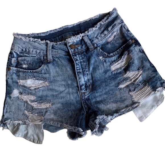 REWASH DISTRESSED JEAN SHORTS - Picture 5 of 9
